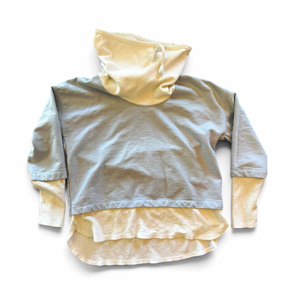 Grey State Women’s Size 4 Layered Cowl Neck Sweatshirt Gray Cream Pullover